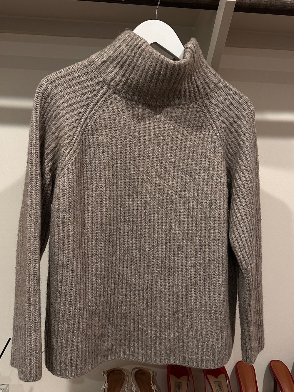 Drykorn Taupe Ribbed Turtleneck Sweater